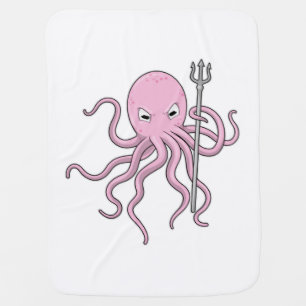 Octopus as Wizard with Trident Baby Blanket