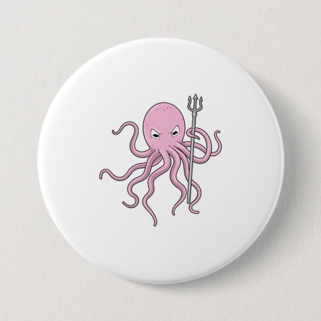 Octopus as Wizard with Trident Button (Front)