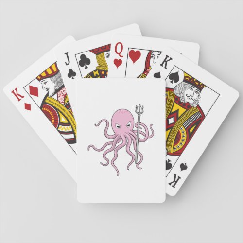 Octopus as Wizard with Trident Playing Cards