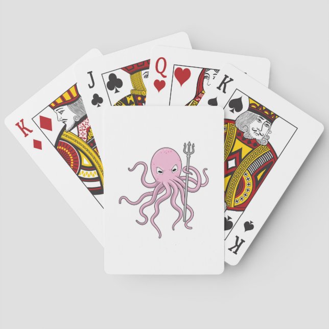 Octopus as Wizard with Trident Poker Cards (Back)