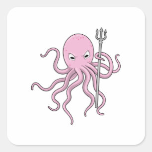 Octopus as Wizard with Trident Square Sticker