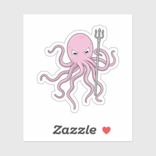 Octopus as Wizard with Trident Sticker