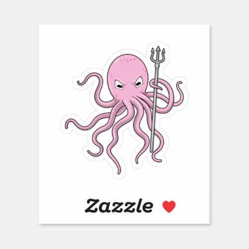 Octopus as Wizard with Trident Sticker