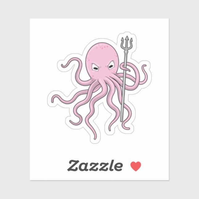 Octopus as Wizard with Trident Sticker (Sheet)