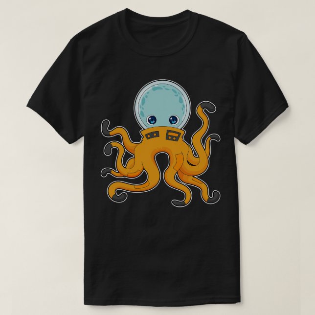 Octopus Astronaut Space T-Shirt (Design Front)