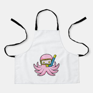 Octopus at Diving with Snorkel & Swimming goggles Apron