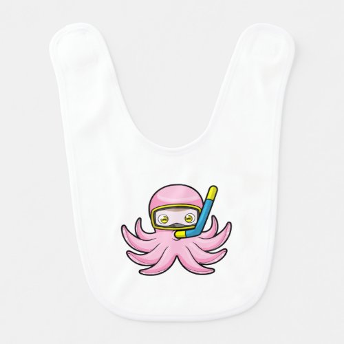 Octopus at Diving with Snorkel  Swimming goggles Baby Bib