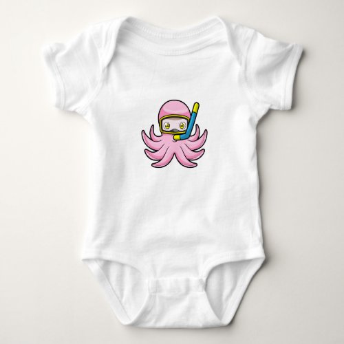 Octopus at Diving with Snorkel  Swimming goggles Baby Bodysuit