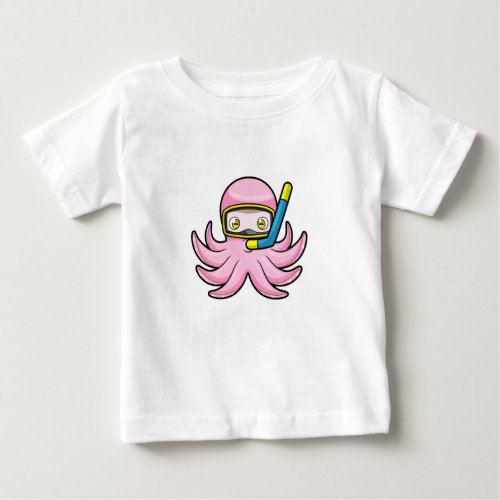Octopus at Diving with Snorkel  Swimming goggles Baby T_Shirt