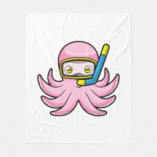Octopus at Diving with Snorkel  Swimming goggles Fleece Blanket