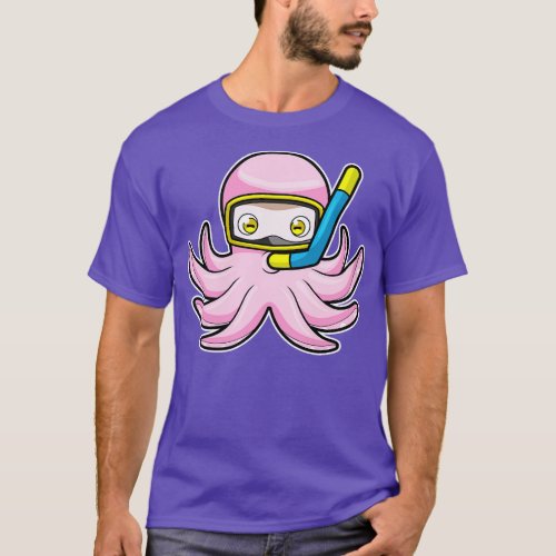 Octopus at Diving with Snorkel Swimming goggles T_Shirt