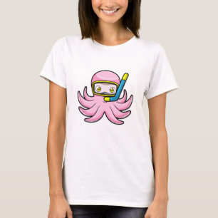 Octopus at Diving with Snorkel & Swimming goggles T-Shirt