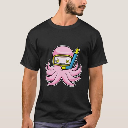 Octopus at Diving with Snorkel  Swimming goggles T_Shirt