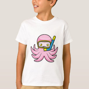 Octopus at Diving with Snorkel & Swimming goggles T-Shirt