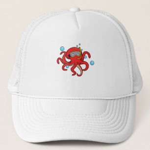 Octopus at Diving with Swimming goggles Trucker Hat