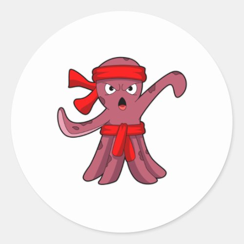 Octopus at Martial arts Karate Classic Round Sticker