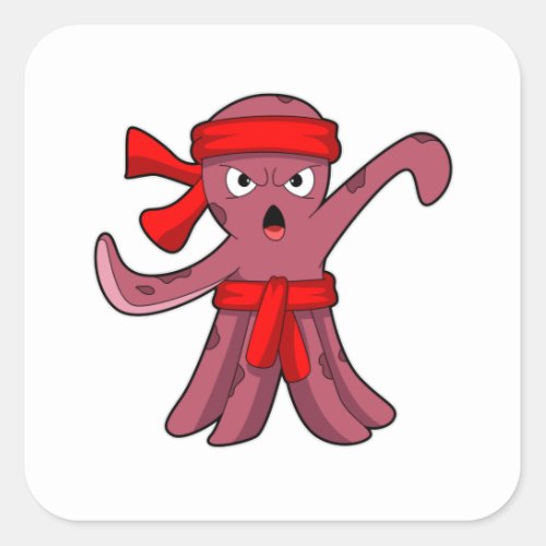 Octopus at Martial arts Karate Square Sticker