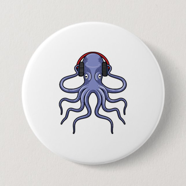 Octopus at Music with Headphone Button (Front)
