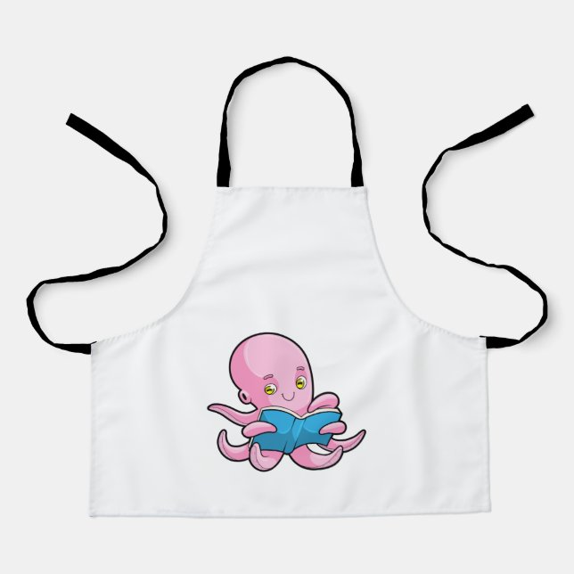 Octopus at Reading a Book Apron (Front)