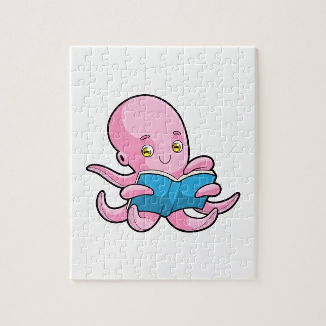 Octopus at Reading a Book Jigsaw Puzzle (Vertical)