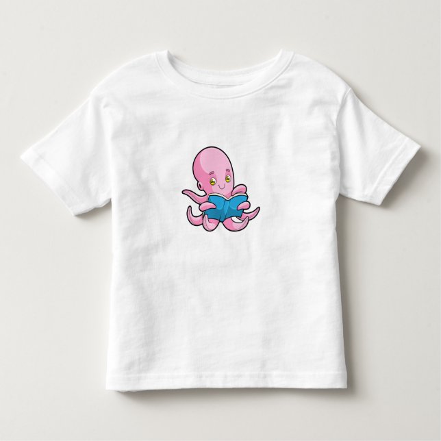 Octopus at Reading a Book Toddler T-shirt (Front)