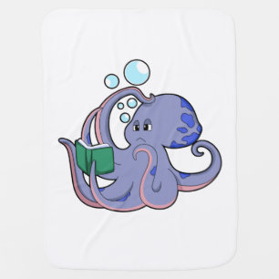 Octopus at Reading with Book Baby Blanket