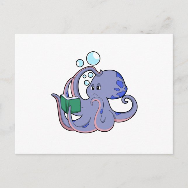 Octopus at Reading with Book Postcard (Front)