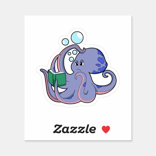 Octopus at Reading with Book Sticker