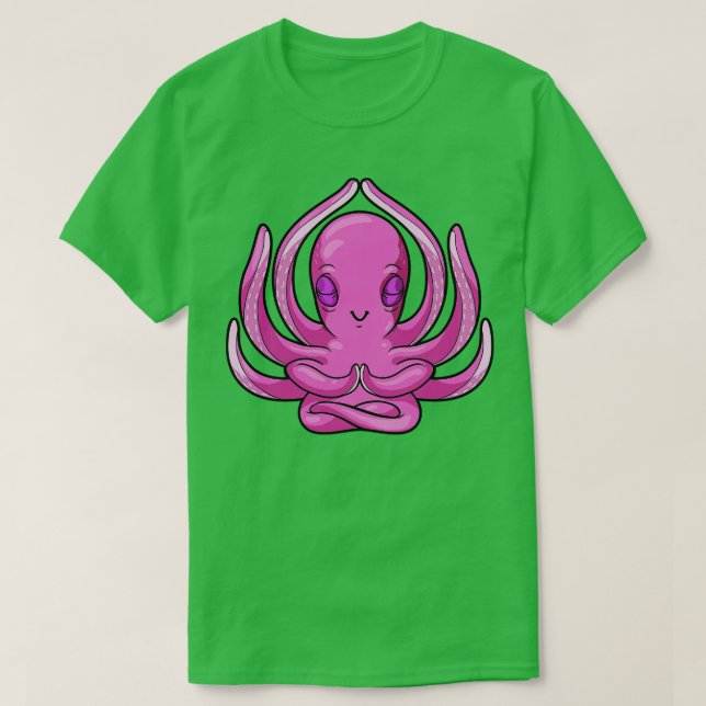 Octopus at Yoga Exercise T-Shirt (Design Front)
