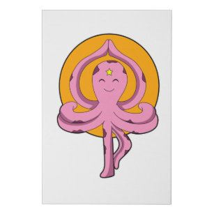 Octopus at Yoga stretching exercises Faux Canvas Print