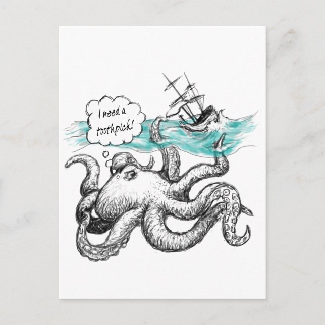 Octopus attack postcard (Front)