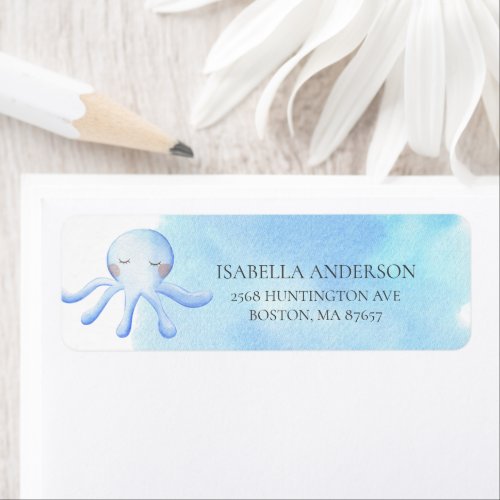 Octopus Baby Shower Address Label