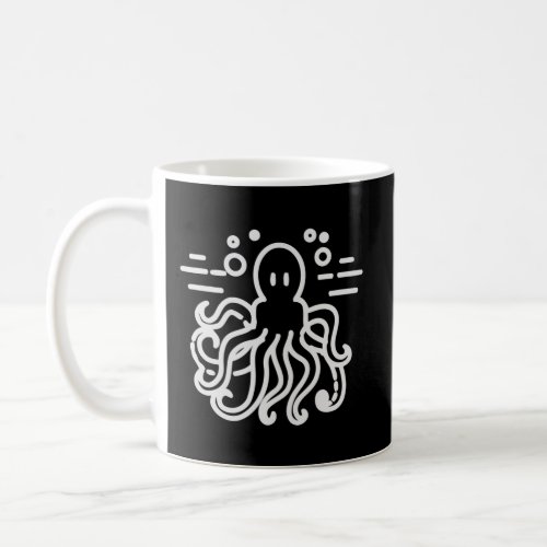 Octopus Badge Patch Line Art Icon Outline Gift Coffee Mug