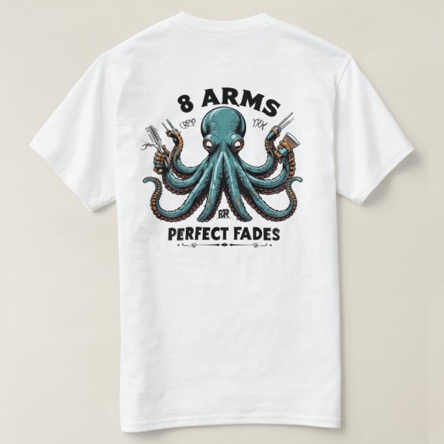 Octopus Barber T-Shirt – 8 Arms for Perfect Fades  (Design Back)