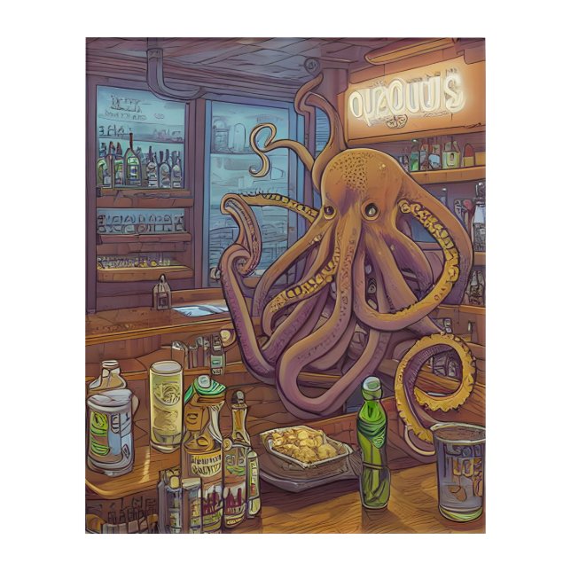Octopus bartender Fantasy Acrylic Print (Front)