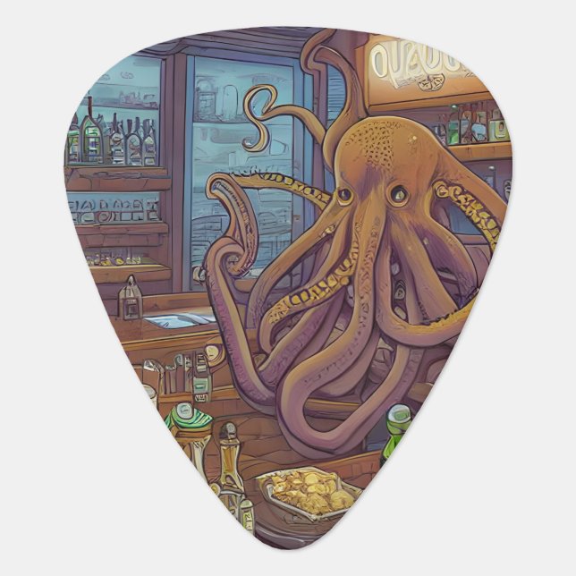 Octopus bartender Fantasy Guitar Pick (Front)