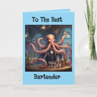 Octopus bartender multitasking mixologist birthday