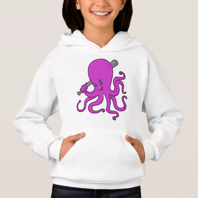 Octopus Baseball Baseball bat Hoodie (Front)