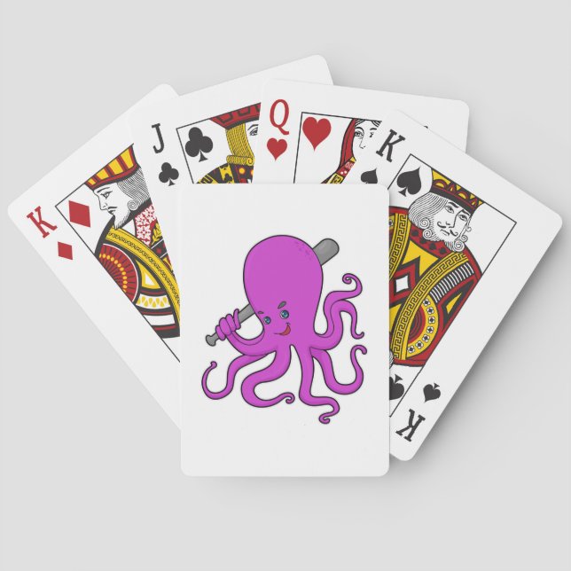 Octopus Baseball Baseball bat Poker Cards (Back)