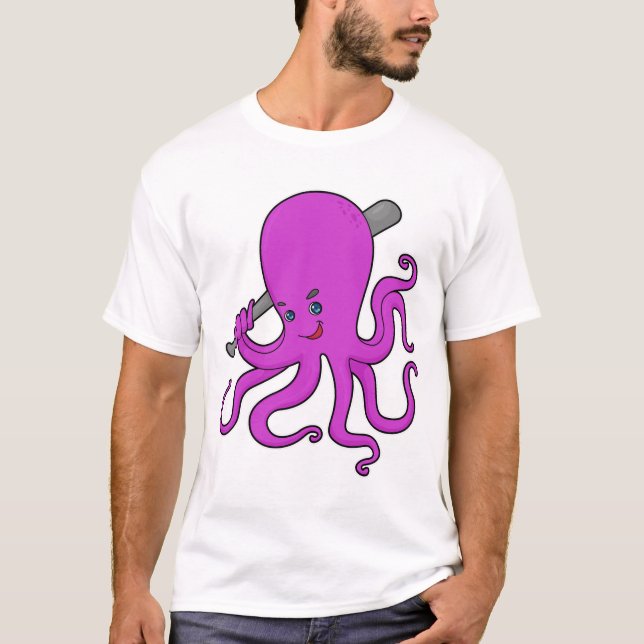 Octopus Baseball Baseball bat T-Shirt (Front)