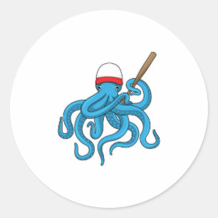 Octopus Baseball bat Baseball Classic Round Sticker