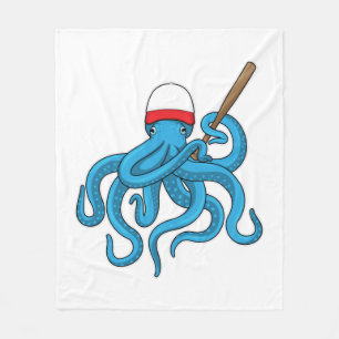 Octopus Baseball bat Baseball Fleece Blanket