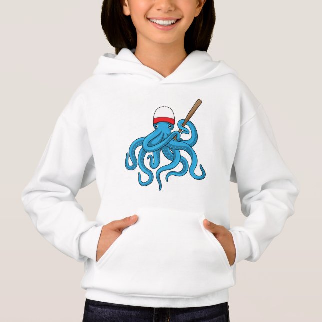 Octopus Baseball bat Baseball Hoodie (Front)