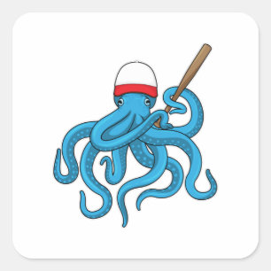 Octopus Baseball bat Baseball Square Sticker