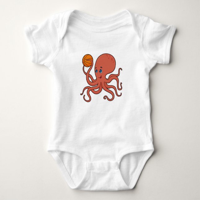Octopus Basketball player Basketball Baby Bodysuit (Front)