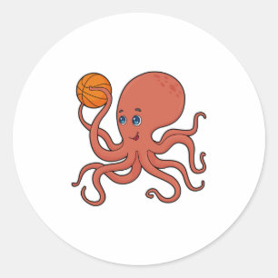 Octopus Basketball player Basketball Classic Round Sticker