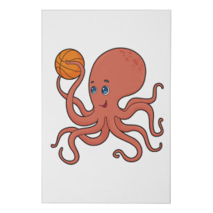 Octopus Basketball player Basketball Faux Canvas Print