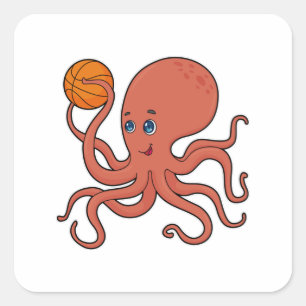 Octopus Basketball player Basketball Square Sticker