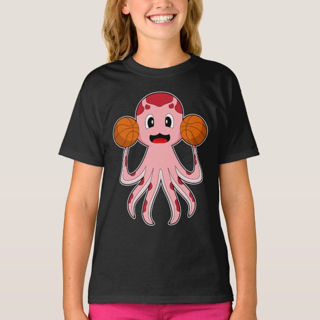 Octopus Basketball player Basketball T-Shirt (Front)