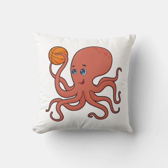 Octopus Basketball player Basketball Throw Pillow (Front)
